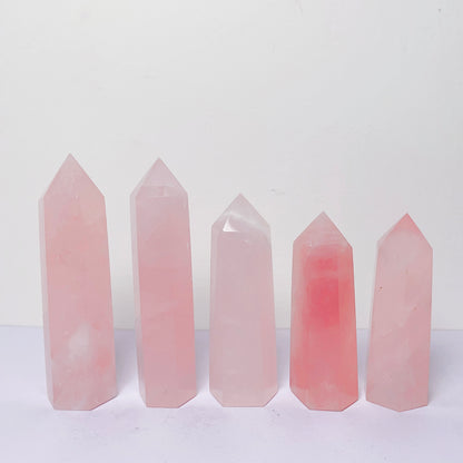 Star rose quartz tower /points