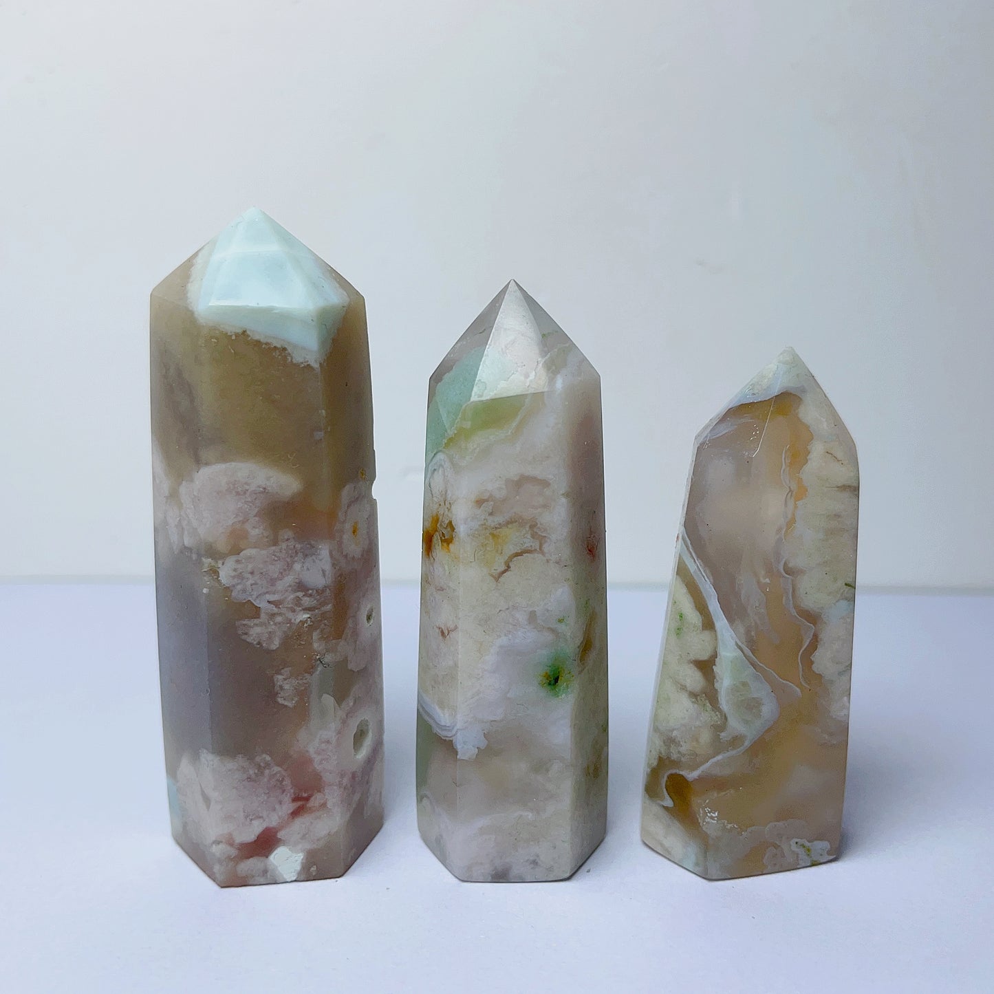 Green Flower Agate Tower/Point