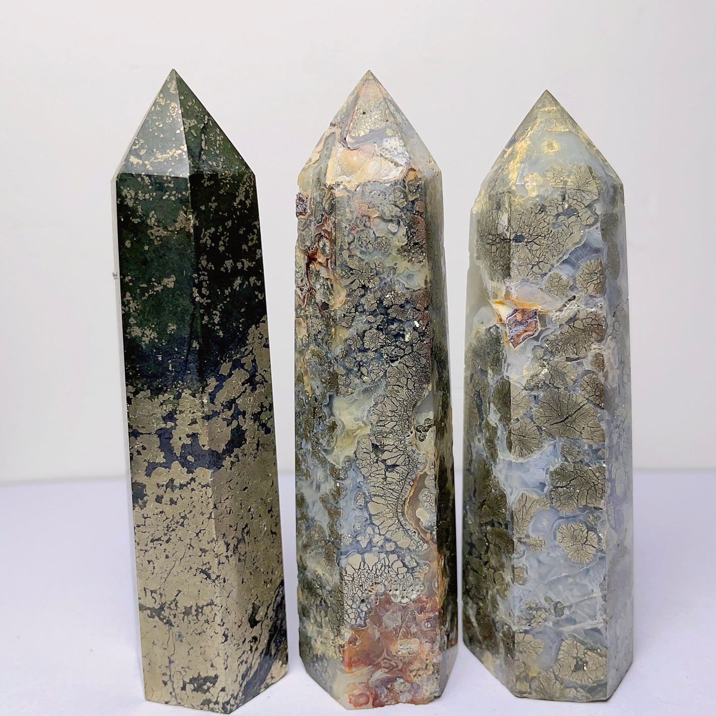 Agate pyrite tower/point