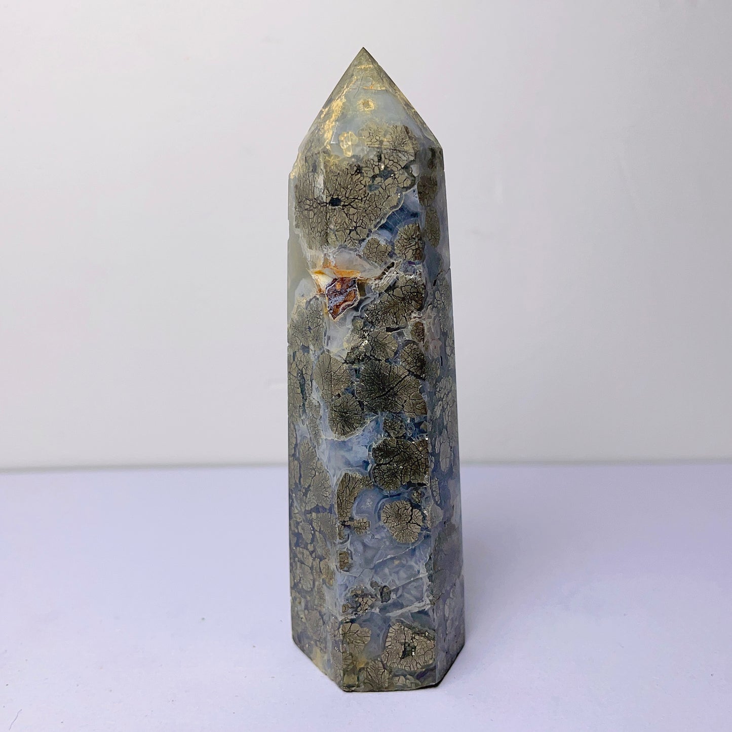 Agate pyrite tower/point